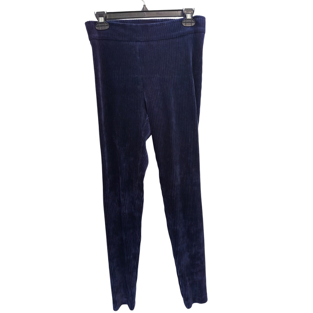 Avenue Montaigne Corduroy Leggings Navy Blue Ribbed Stretch Old Money Size 6